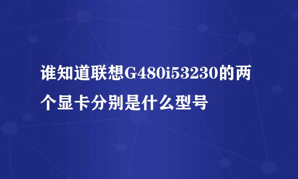 谁知道联想G480i53230的两个显卡分别是什么型号