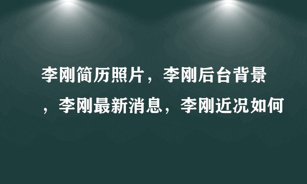 李刚简历照片，李刚后台背景，李刚最新消息，李刚近况如何