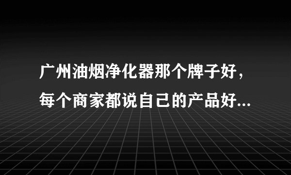 广州油烟净化器那个牌子好，每个商家都说自己的产品好，不知选那个好？好难选 吖！！