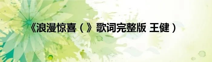 《浪漫惊喜（》歌词完整版 王健）