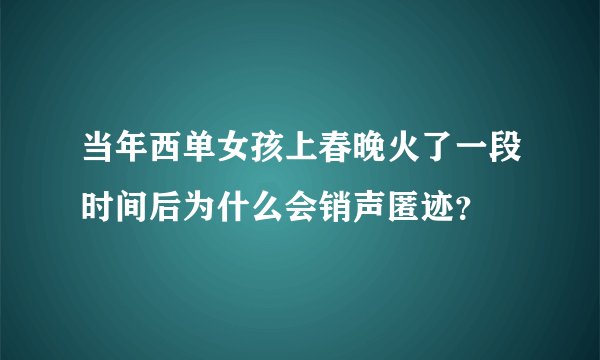 当年西单女孩上春晚火了一段时间后为什么会销声匿迹？