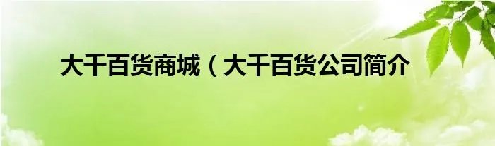 大千百货商城（大千百货公司简介