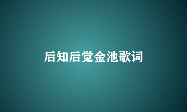 后知后觉金池歌词