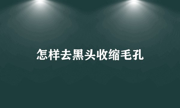 怎样去黑头收缩毛孔