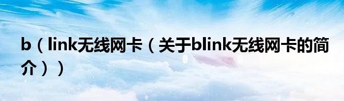 b（link无线网卡（关于blink无线网卡的简介））