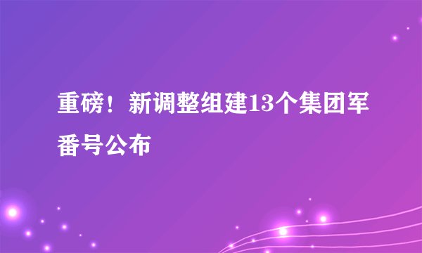 重磅！新调整组建13个集团军番号公布