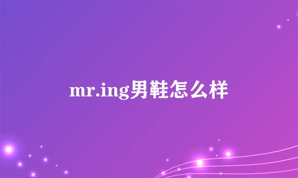 mr.ing男鞋怎么样