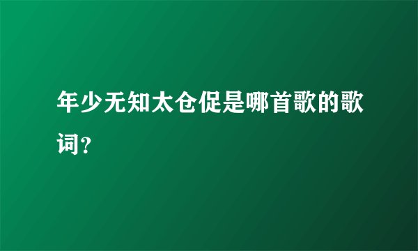 年少无知太仓促是哪首歌的歌词？