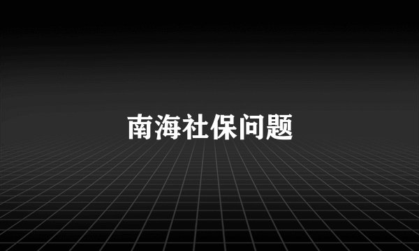南海社保问题
