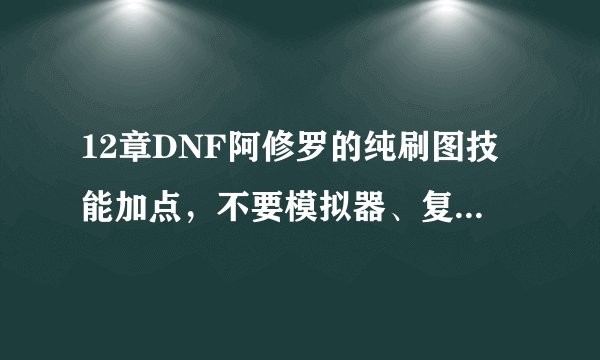 12章DNF阿修罗的纯刷图技能加点，不要模拟器、复制和前几章的 只要手写
