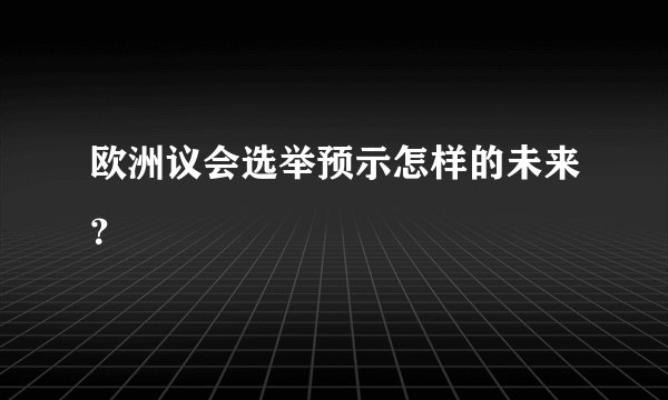 欧洲议会选举预示怎样的未来？