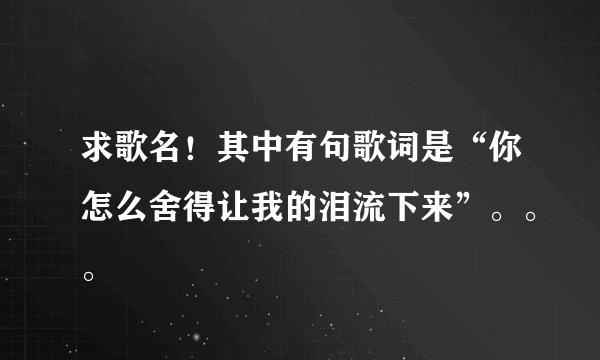 求歌名！其中有句歌词是“你怎么舍得让我的泪流下来”。。。