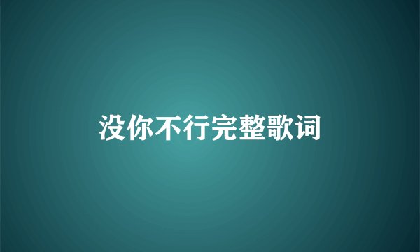 没你不行完整歌词