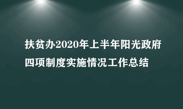 扶贫办2020年上半年阳光政府四项制度实施情况工作总结