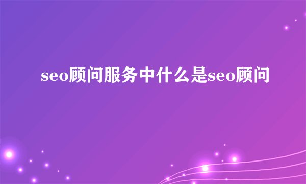 seo顾问服务中什么是seo顾问