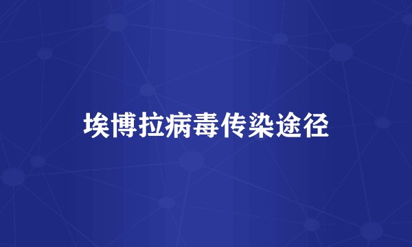 埃博拉病毒传染途径