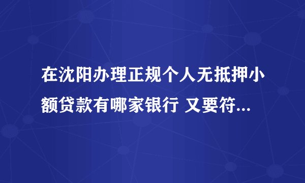 在沈阳办理正规个人无抵押小额贷款有哪家银行 又要符合哪些具体条件
