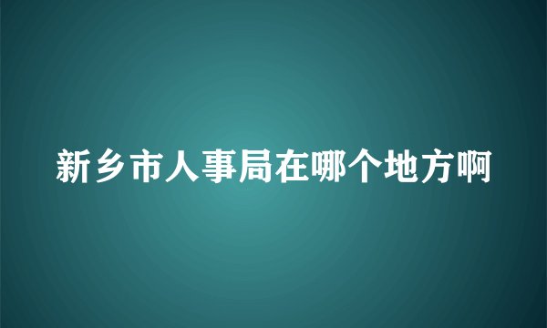 新乡市人事局在哪个地方啊