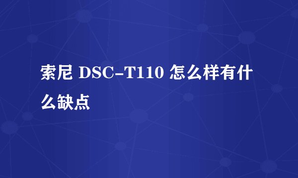 索尼 DSC-T110 怎么样有什么缺点
