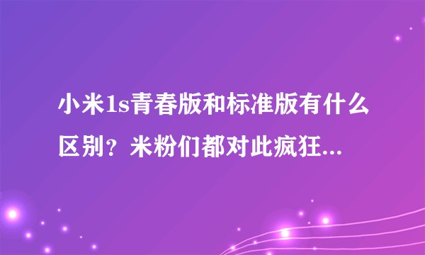小米1s青春版和标准版有什么区别？米粉们都对此疯狂的小米1s详解