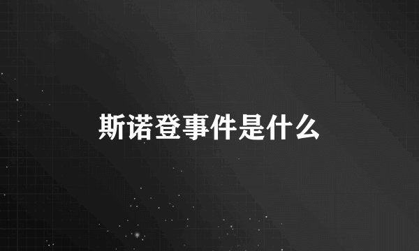 斯诺登事件是什么