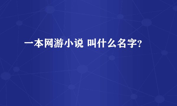 一本网游小说 叫什么名字？
