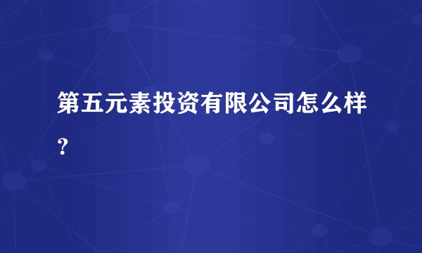 第五元素投资有限公司怎么样？