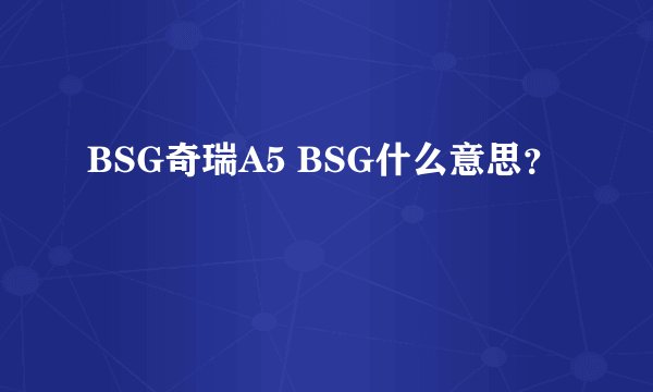 BSG奇瑞A5 BSG什么意思？