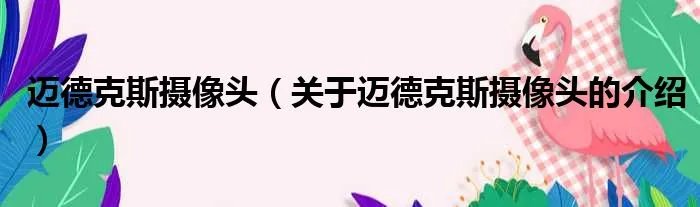 迈德克斯摄像头（关于迈德克斯摄像头的介绍）