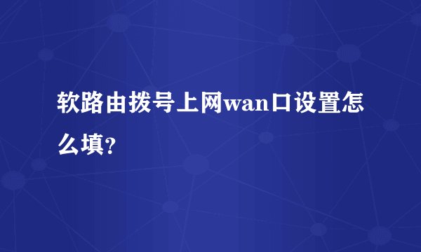 软路由拨号上网wan口设置怎么填？