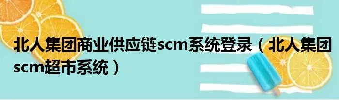 北人集团商业供应链scm系统登录（北人集团scm超市系统）