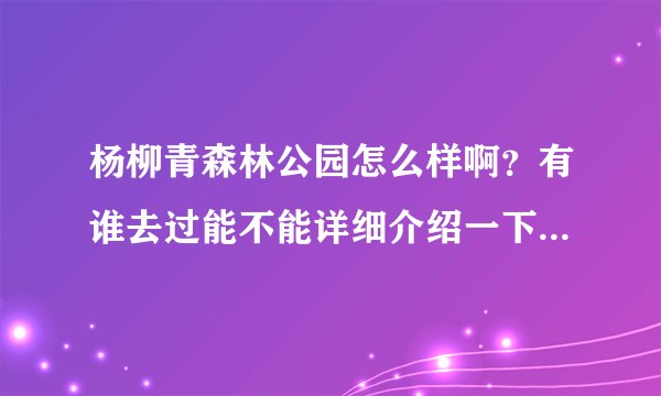 杨柳青森林公园怎么样啊？有谁去过能不能详细介绍一下，现在的天气去玩合适么？热闹么？