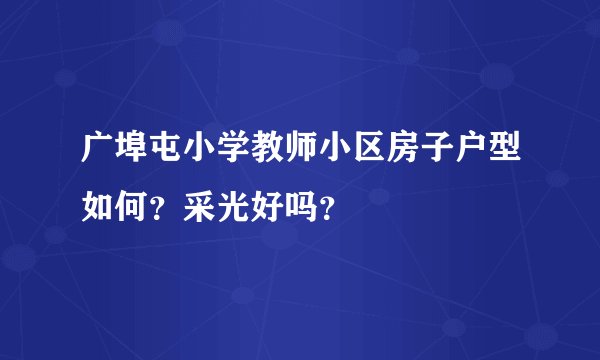 广埠屯小学教师小区房子户型如何？采光好吗？