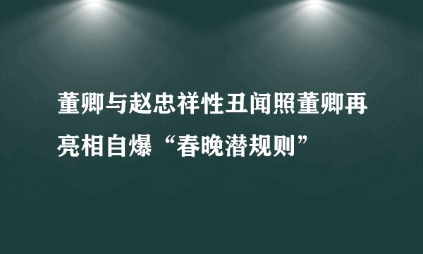 董卿与赵忠祥性丑闻照董卿再亮相自爆“春晚潜规则”