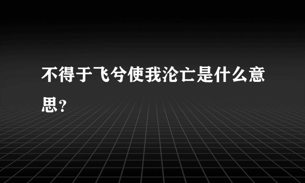 不得于飞兮使我沦亡是什么意思？