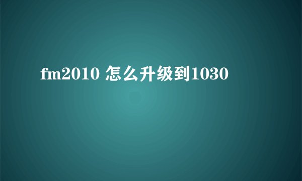 fm2010 怎么升级到1030