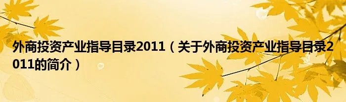 外商投资产业指导目录2011（关于外商投资产业指导目录2011的简介）
