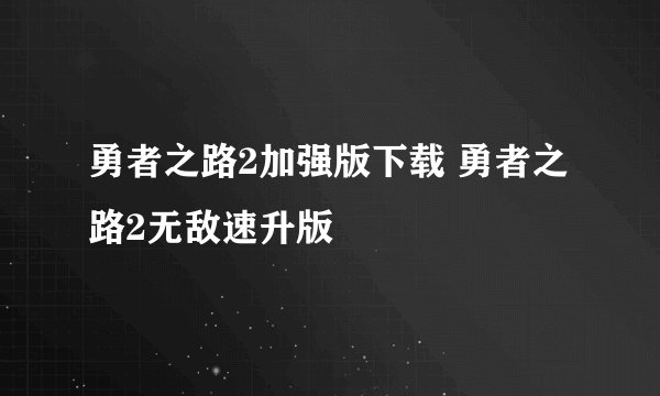 勇者之路2加强版下载 勇者之路2无敌速升版