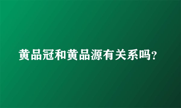 黄品冠和黄品源有关系吗？