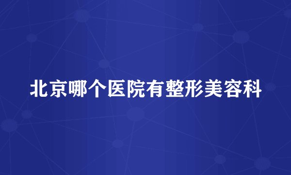 北京哪个医院有整形美容科