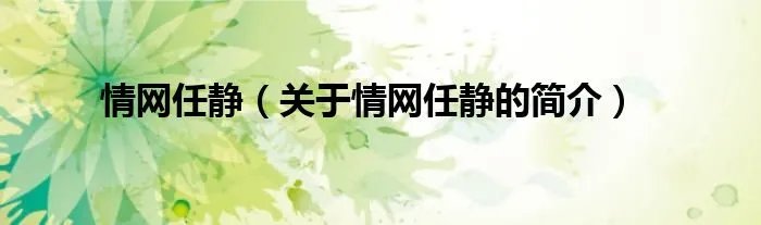 情网任静（关于情网任静的简介）