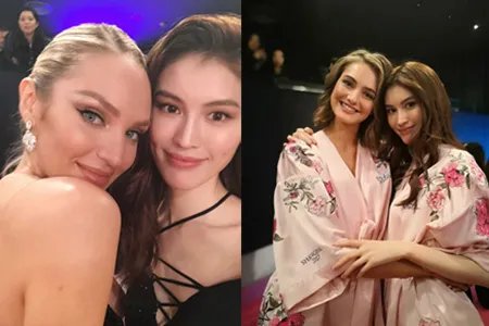 何穗晒维密后台照 颜值超高白到发光