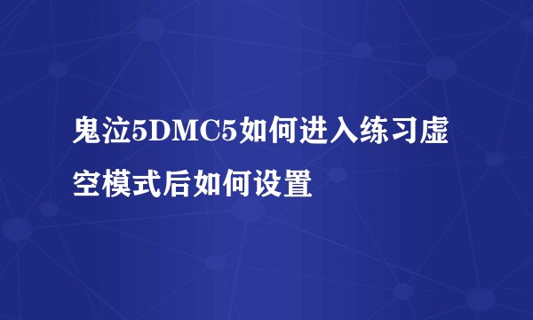 鬼泣5DMC5如何进入练习虚空模式后如何设置