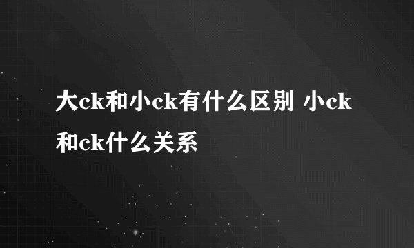 大ck和小ck有什么区别 小ck和ck什么关系