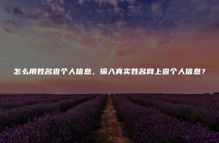 怎么用姓名查个人信息，输入真实姓名网上查个人信息？