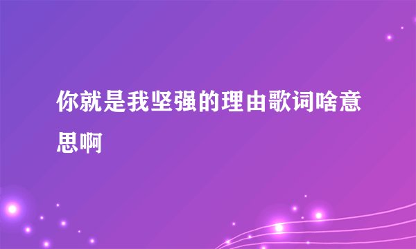 你就是我坚强的理由歌词啥意思啊