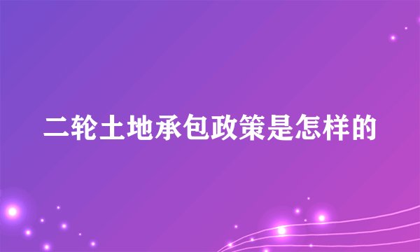 二轮土地承包政策是怎样的