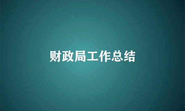财政局工作总结