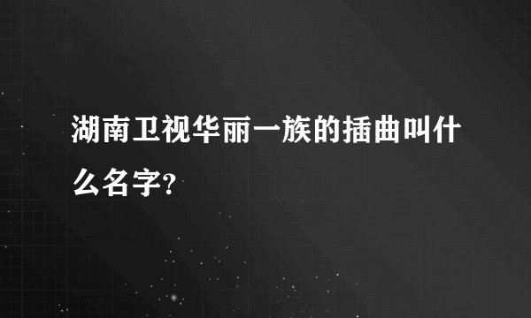 湖南卫视华丽一族的插曲叫什么名字？