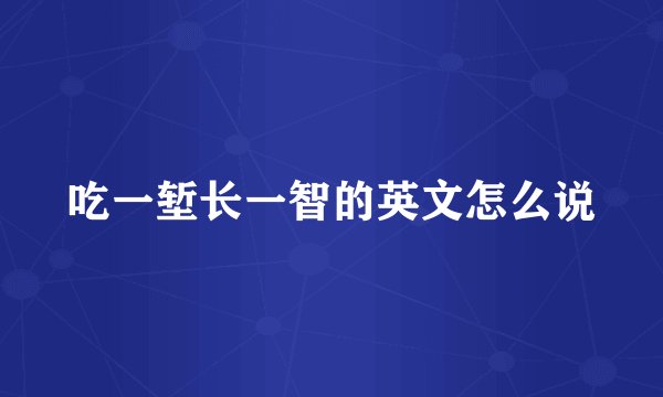 吃一堑长一智的英文怎么说